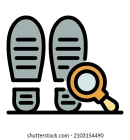 Legal footprints expertise icon. Outline legal footprints expertise vector icon color flat isolated