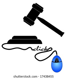 legal gavel connected to mouse - online justice