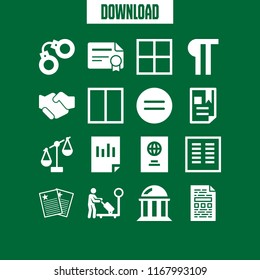 legal icon. 16 legal vector set. document, equal, paragraph and courthouse icons for web and design about legal theme