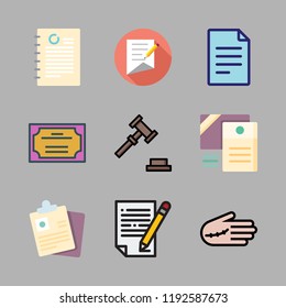 legal icon set. vector set about file, certificate, documents and document icons set.