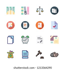 legal icon set. vector set about file, scale, document and injury icons set.