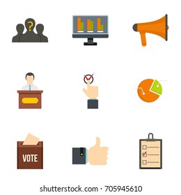 Legal icons set. Flat style set of 9 legal vector icons for web design