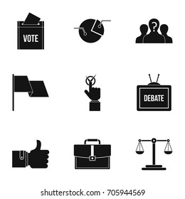 Legal icons set. Simple style set of 9 legal vector icons for web design