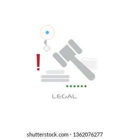 legal judge mallet legacy hammer icon line style white background