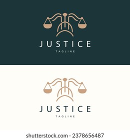 Legal Justice Scales Logo Design With Simple Line Model For Company Brands