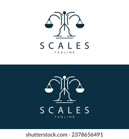 Legal Justice Scales Logo Design With Simple Line Model For Company Brands