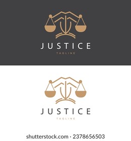 Legal Justice Scales Logo Design With Simple Line Model For Company Brands