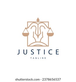 Legal Justice Scales Logo Design With Simple Line Model For Company Brands