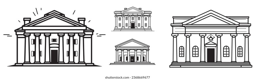 legal law court, bank architecture logo style building icons pack