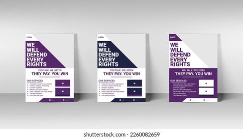 Legal and Law Firm Flyer. Lawyer service poster leaflet template. A4 size flyer and fully editable file
