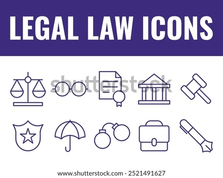 Legal Law icons set. legal icons vector. law legal vectors.