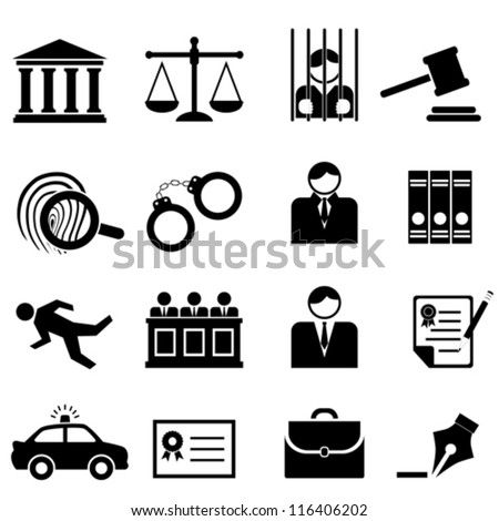 Legal, law and justice icon set