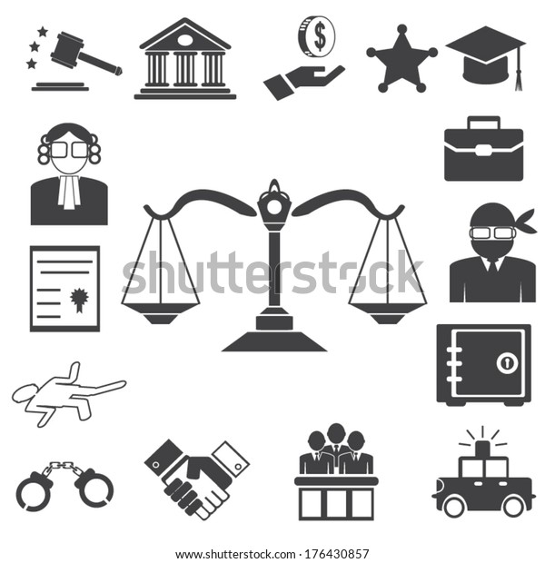 Legal, law and justice icon\
set