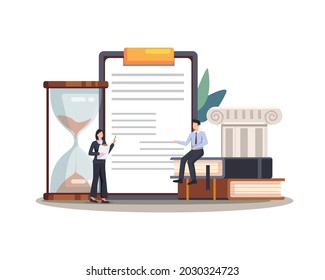 Legal law justice service illustration. Law concept of legal regulation judicial system business agreement. Vector in a flat style