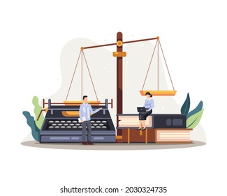 Legal law justice service illustration. Law concept of legal regulation judicial system business agreement. Vector in a flat style