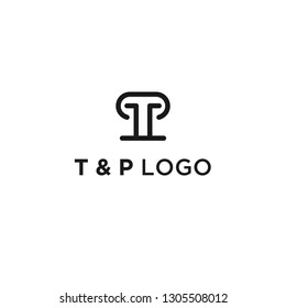 Legal law logo design template. Awesome a letter t & p with legal law    logo. A letter t p with legal law lineart logotype.