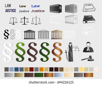 Legal & law set icons. Vector illustration eps 10, isolated on white background. Can be used for infographic chart process the justice firm, Notary Company, business card lawyer