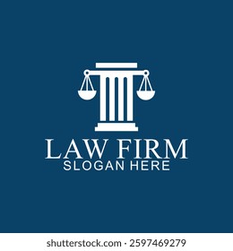 legal logo with the concept of the symbol of the pillar of justice, creative premium for lawyers and law firms