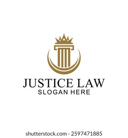 legal logo with the concept of the symbol of the pillar of justice, creative premium for lawyers and law firms