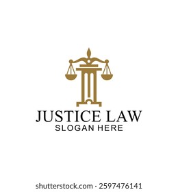 legal logo with the concept of the symbol of the pillar of justice, creative premium for lawyers and law firms