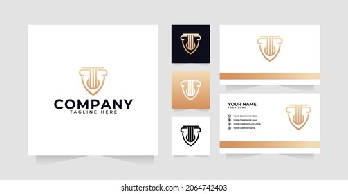 Legal logo design inspiration with pillar logo luxury design and business card