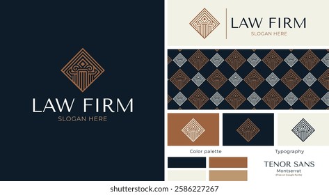Legal logo for lawyers and law firms blue and bronze color