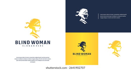 legal logo with symbol of blind woman ,lawyer ,justice ,design vector illustration.