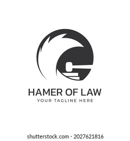 legal logo with symbol of judge's hammer, quill. good for lawyers, prosecutors, judges and other law-based installations.