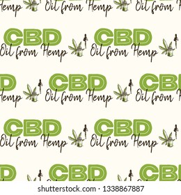 Legal marijuana or CBD seamless pattern background. Cannabis or marijuana in medical use.