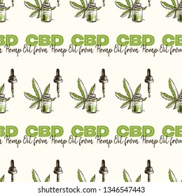 Legal marijuana or CBD seamless pattern background. Cannabis or marijuana in medical use.