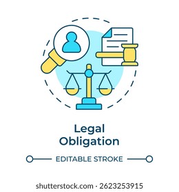 Legal obligation multi color concept icon. Allow required data processing for regulation. Lawful base from GDPR. Round shape line illustration. Abstract idea. Graphic design. Easy to use in article - Powered by Shutterstock - Get 15% off with code: PIKWIZARD15
