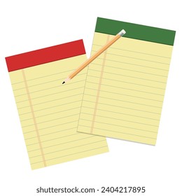 legal pad and pencil, vector illustration