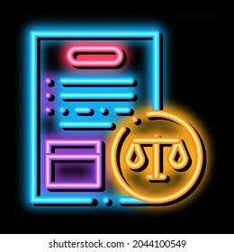 legal paper neon light sign vector. Glowing bright icon legal paper sign. transparent symbol illustration