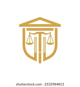 Legal pillar and shield, logo design inspiration