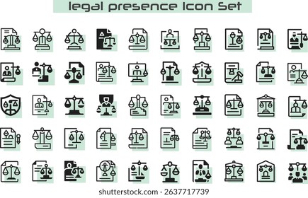 A legal presence Icon Set. Business name Idea Icon Set. Business Analysis Editable Stroke Line Icons. Symbol. innovation, strategy, values, loyal customers, identity, brand value, design, logo, .eps