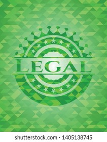 Legal realistic green emblem. Mosaic background. Vector Illustration. Detailed.