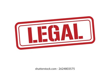 LEGAL Vector de texto de sello rojo, sello de goma