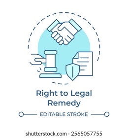 Legal remedy right soft blue concept icon. Legislation, justice. Compensation statement. Round shape line illustration. Abstract idea. Graphic design. Easy to use in infographic, presentation