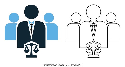 Legal representation icon vector, legal, justice, and advocacy pictogram symbol ui and ux design, glyphs and stroke line