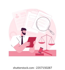 Legal research abstract concept vector illustration. Legal precedent, decision making, data collection, judge decision, statutes and regulations, jurisprudence, law dictionary abstract metaphor.