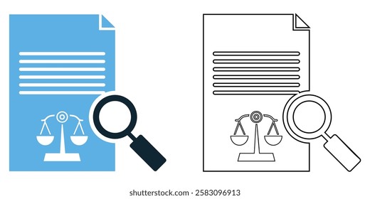 Legal research icon vector, law study, case analysis, and legal documentation, legal and academic use, pictogram symbol ui and ux design, glyphs and stroke line