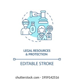 Legal resources and protection concept icon. International stocks challenge idea thin line illustration. Shareholders, creditors protection. Vector isolated outline RGB color drawing. Editable stroke