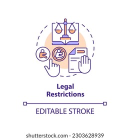 Legal restrictions concept icon. Abortion law. Human pregnancy. Women empowerment. Pro choice. Reproductive right abstract idea thin line illustration. Isolated outline drawing. Editable stroke