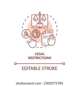 Legal restrictions red concept icon. Abortion law. Human pregnancy. Women empowerment. Reproductive right abstract idea thin line illustration. Isolated outline drawing. Editable stroke