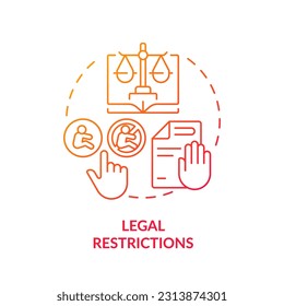 Legal restrictions red gradient concept icon. Abortion law. Human pregnancy. Women empowerment. Pro choice. Reproductive right abstract idea thin line illustration. Isolated outline drawing