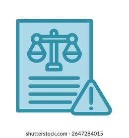 Legal Risk dual tone blue color, mini illustration icon. use for modern concept, print, UI, UX kit, web and app development. Vector related to risk management, business, finance.