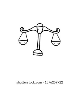 legal scales doodle icon vector hand drawing 