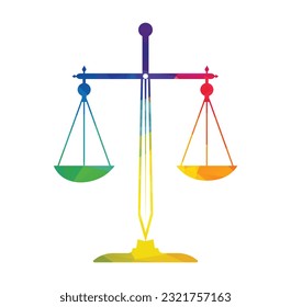 legal scales and sword logo template.