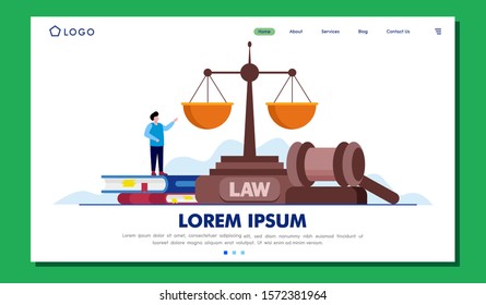 Legal service landing page website illustration vector flat design