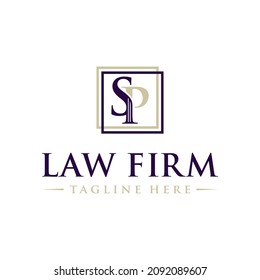 legal service and lawyer illustration logo design with the initials PS or SP